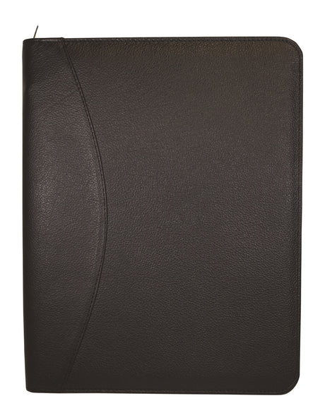 Textured Nappa Leather Zippered Portfolio black