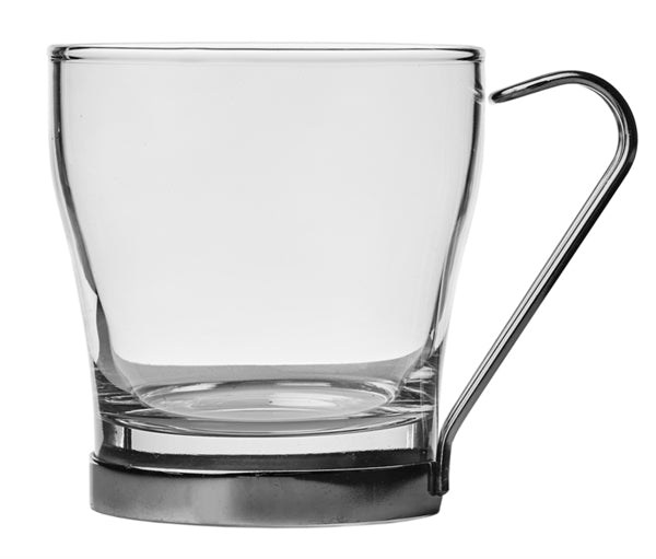 Chroma 7oz Set of Two glass mugs with chrome handles