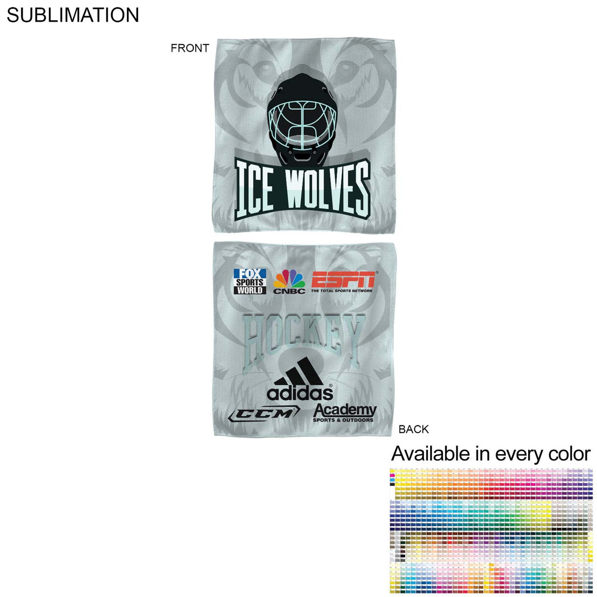 Microfiber Dri-Lite Terry Team and Sponsorship Towel, 10x10, Sublimated Edge to Edge 2 sides