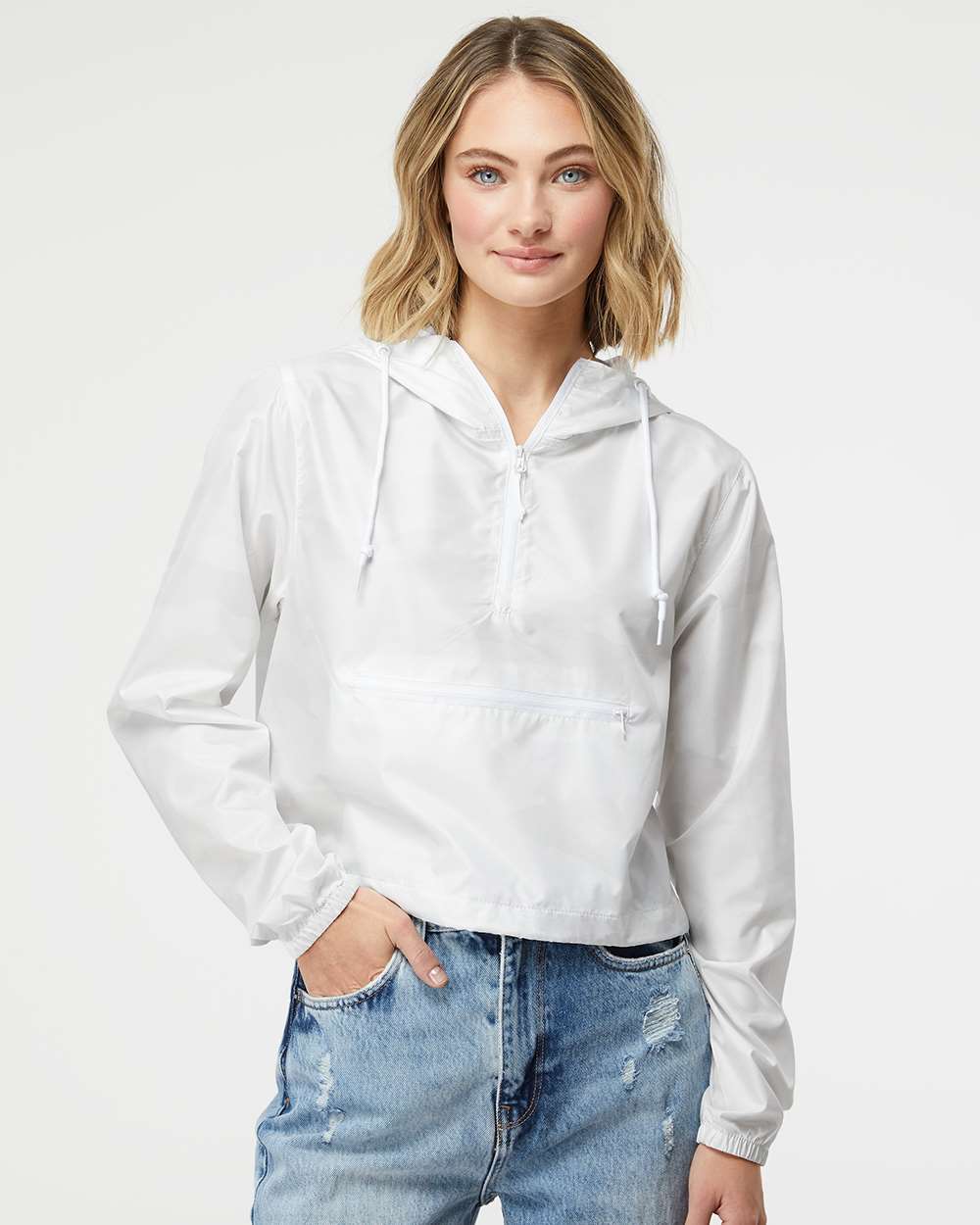 Independent Trading Co - Women's Lightweight Quarter-Zip Pullover Crop Windbreaker