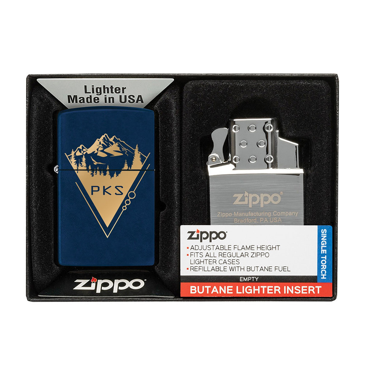 Matte Zippo® Lighter & Single Butane Insert Gift Set