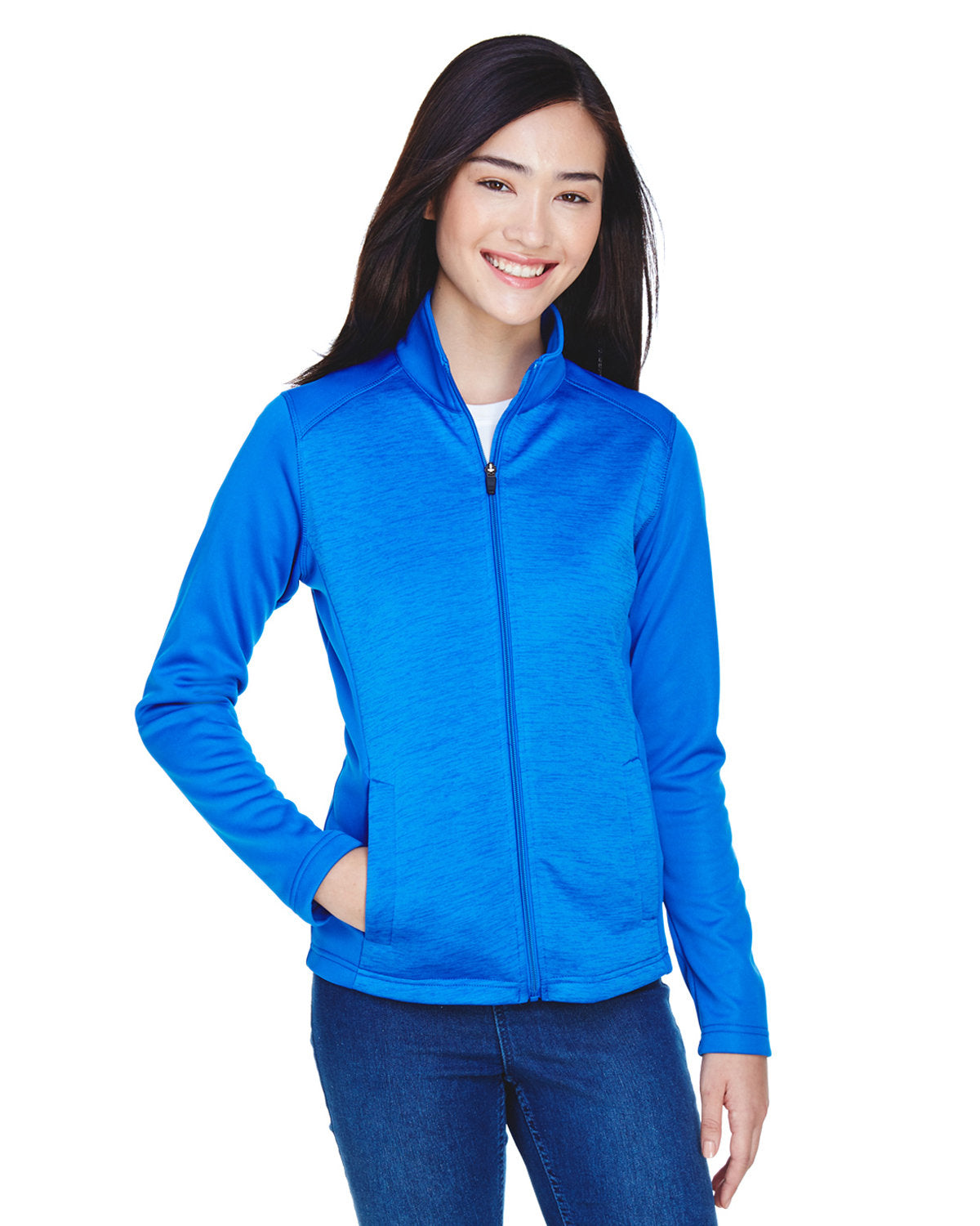 DEVON AND JONES Ladies' Newbury Colorblock Mélange Fleece Full-Zip