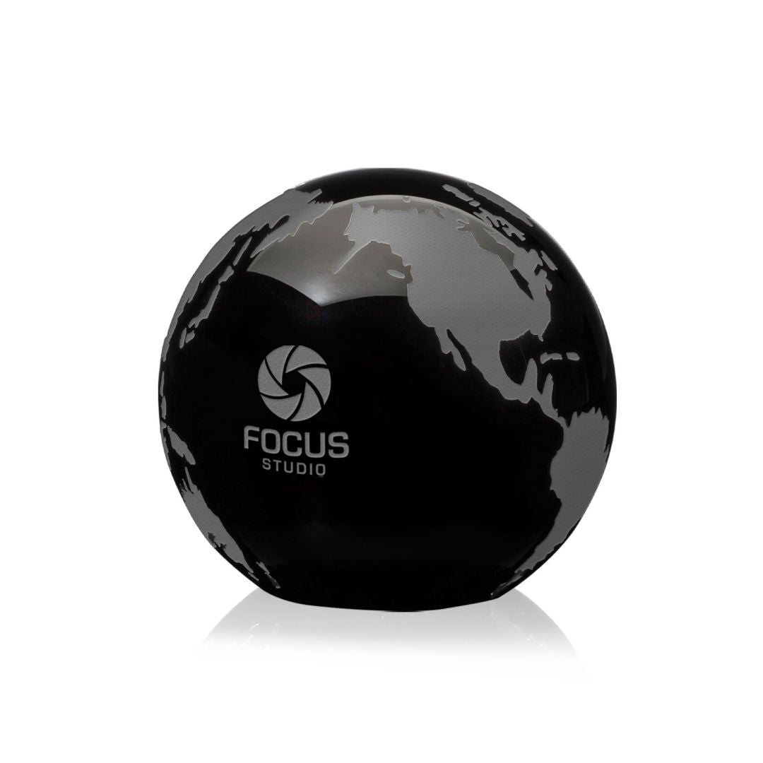 Black Globe with Frosted Land