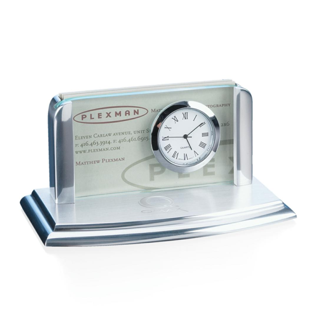 Moreland Clock/Card Holder - Jade/Alum