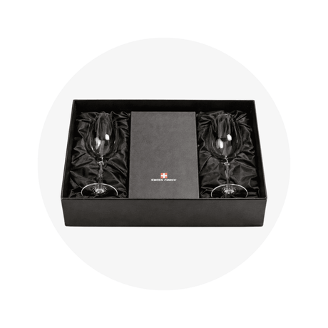 Custom Swiss Force Wine Glass and Opener Set