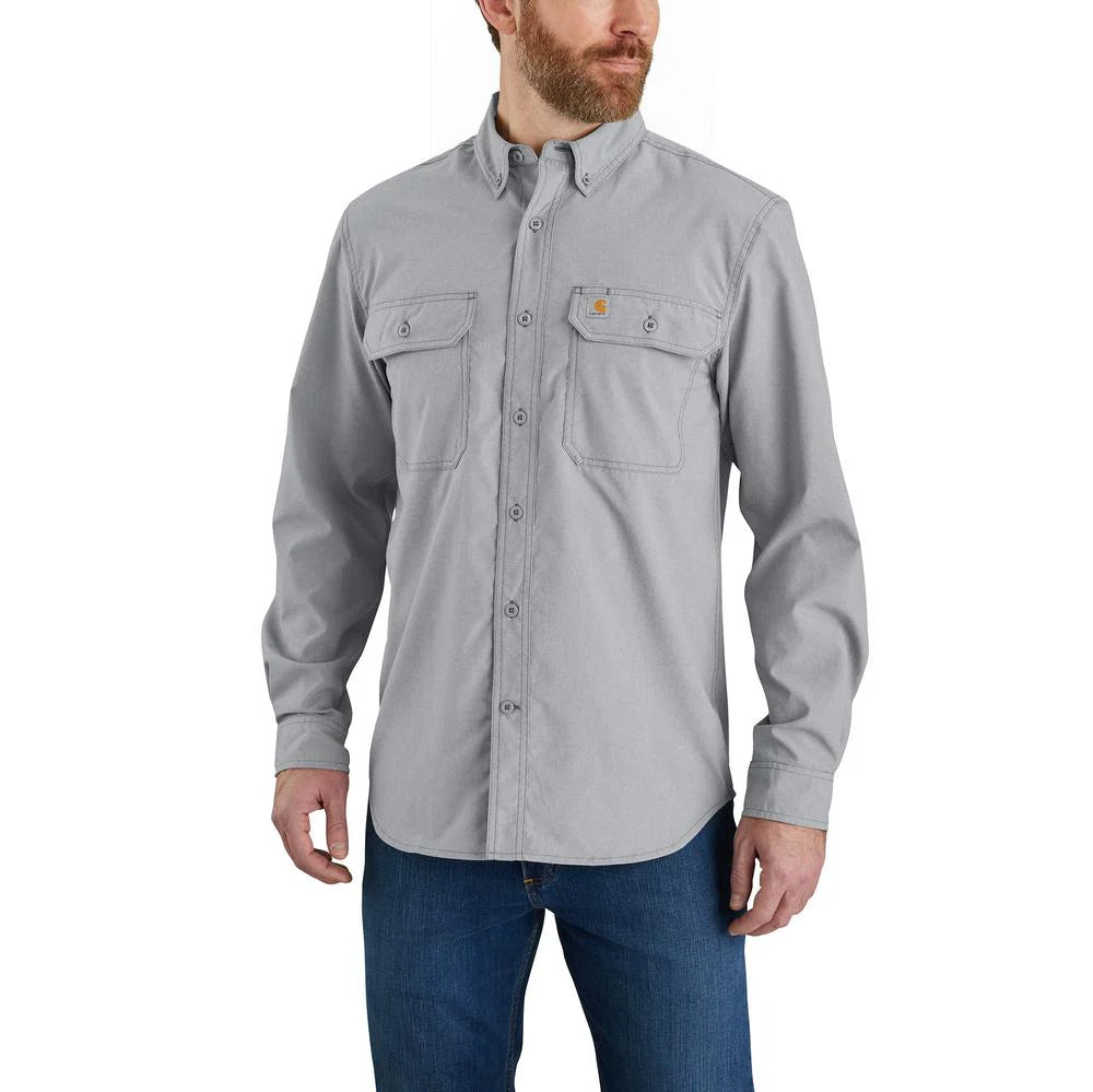 Force Relaxed Fit Lightweight Long-Sleeve Button Down Shirt