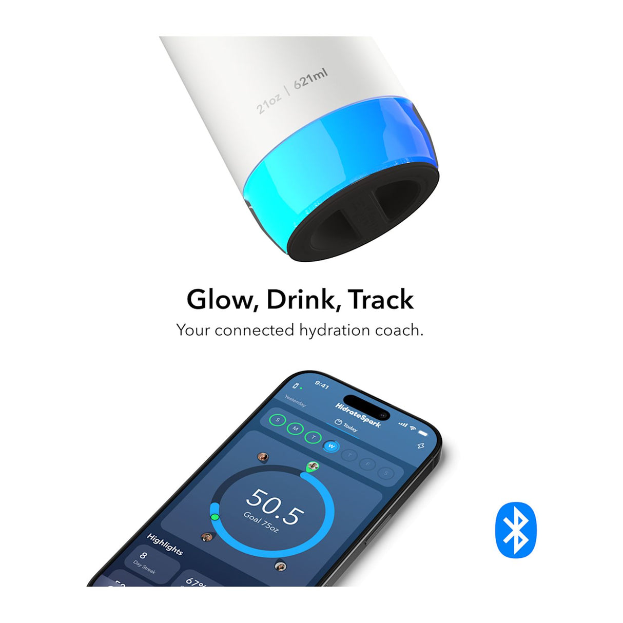 HidrateSpark PRO 2 – 21 oz Smart Bottle with Chug Lid