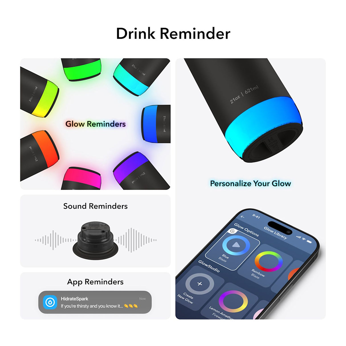 HidrateSpark PRO 2 – 21 oz Smart Bottle with Chug Lid