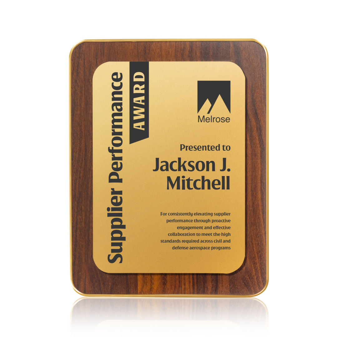 Reston Plaque - Walnut Finish/Gold
