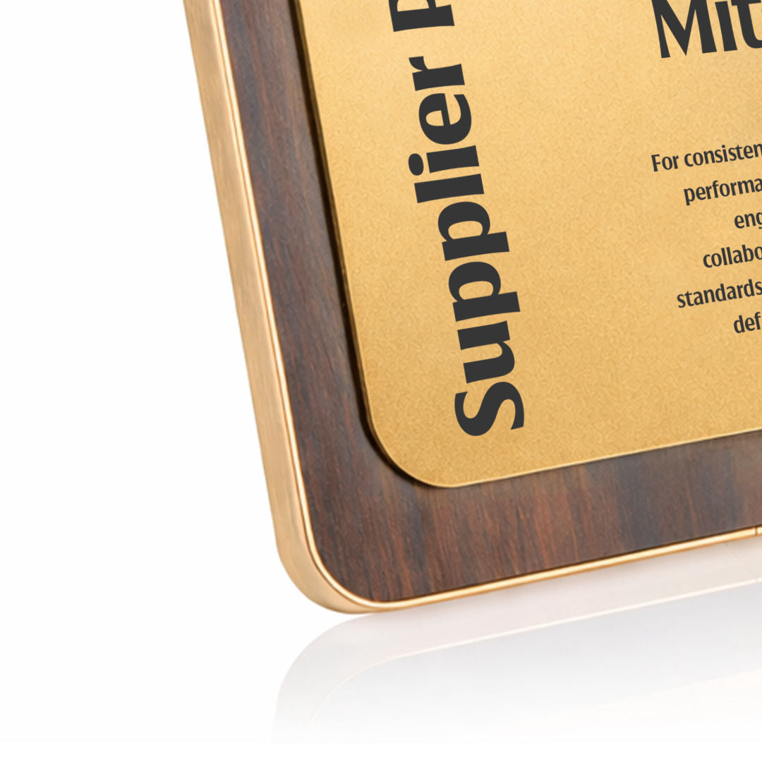 Reston Plaque - Walnut Finish/Gold