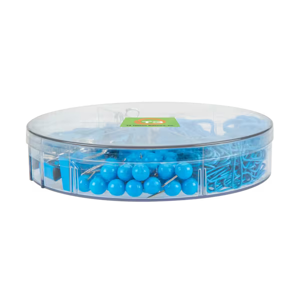 6" 1 Desk Accessories Kit w/Binder Clips, Push Pins, Paper Clips and Rubber Bands