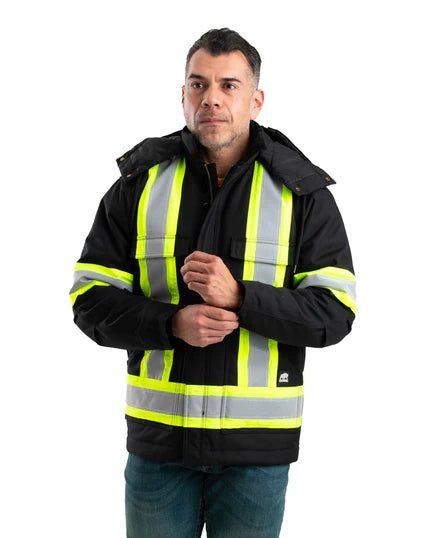 Berne Apparel Men's Tall Safety Striped Arctic Insulated Chore Coat