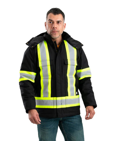 Berne Apparel Men's Tall Safety Striped Arctic Insulated Chore Coat