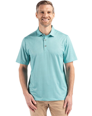Cutter & Buck Pike Eco Shadow Check Print Recycled Mens Polo