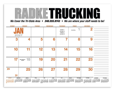 HotLine® Products 13-Month Desk Pad Calendar