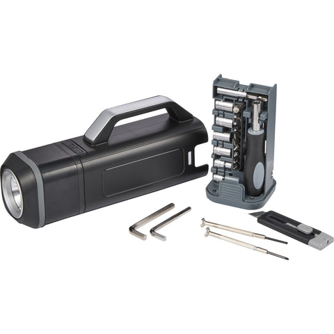 Tool Set With Rechargeable LED Flashlight
