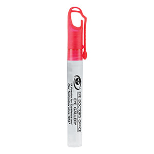 "SprayClip" 10 ml. Antibacterial Hand Sanitizer Spray Pump Bottle with Carabiner Clip Cap