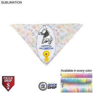 48 Hr Quick Ship -Large Dog Bandana, 32x22x22, Stitched Edges, Sublimated Edge to Edge