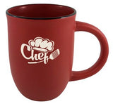 Salem 14oz red matte ceramic mug with black trim - Etched