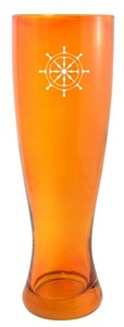 Super Pilsner 16oz topaz coloured glass - Etched