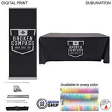 48Hr Quick Ship -Deluxe Tradeshow Package, Deluxe Retractable Banner + Premium Sublimated tablecloth