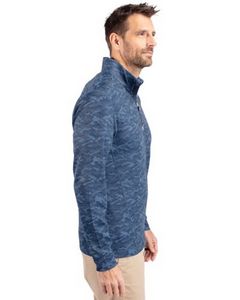 Cutter & Buck Traverse Stretch Camo Print Eco Quarter Zip Mens Big and Tall Pullover