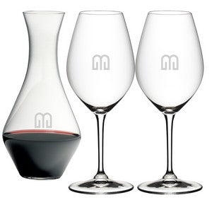 ~ Merlot decanter & Ouveurture 002 22.5oz wine RIEDEL crystal Gift set in a Raven gift box