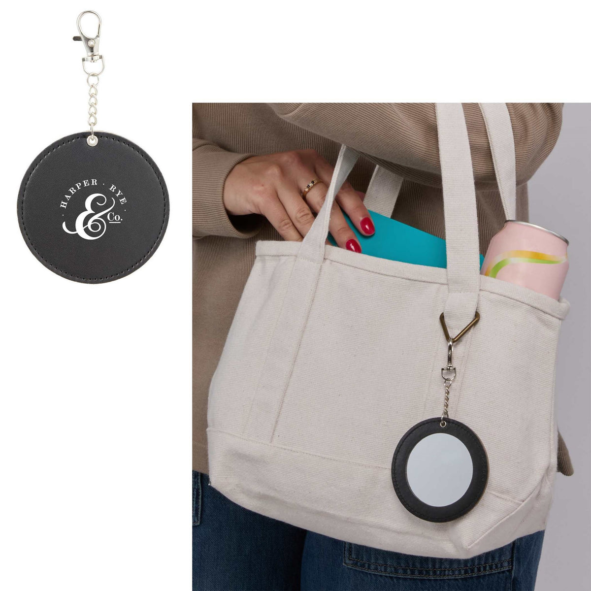 Recycled PU Travel Mirror Bag Charm