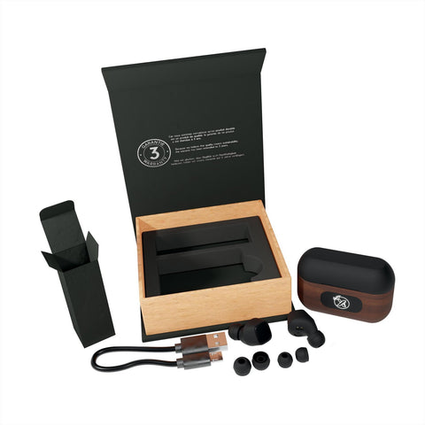 SCX Innovative Design™ Walnut Wood Wireless Earbuds and Charging Case