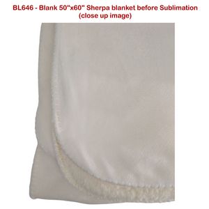 Sherpa Faux Wool Lined Micro Mink White Couch sized Throw Blanket, 50x60, Blank Only