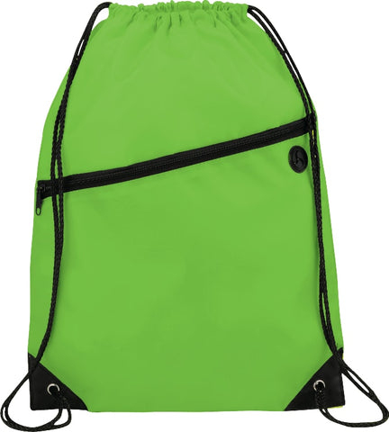 Robin Drawstring Polyester Bag with Front Zipper Pocket