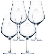 ~Hugo 14oz clear stemmed craft beer glass S/4 in a Noir box - Etched