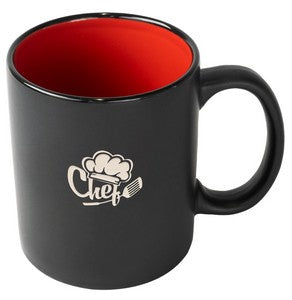 Chalk 11oz 2tone black/red mug in Ripple brown Gift box - Etched