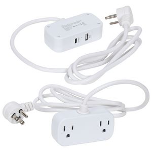 Zip 5 Ft. Power Strip with Type-C, USB & AC Outlets