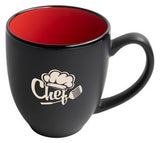 Bistro 16oz 2tone black/red mug in Ripple gift box - Etched