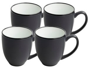 ~ Bistro 16oz 2tone black/white mug S/4 in Raven gift box