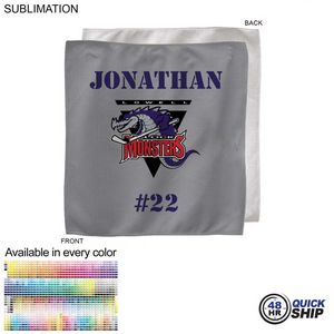 48 Hr Quick Ship - Team Towel in Microfiber Dri-Lite Terry, 15x15, Sublimated sweat towel