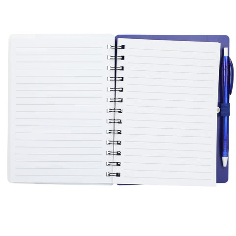 5'' x 7'' Recycled Dual Pocket Spiral Notebook w Pen