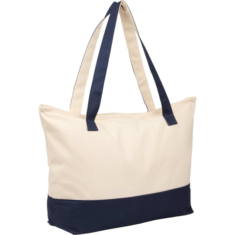 Color Accent Zippered Cotton Tote