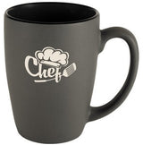 Houston 16oz matte grey/black ceramic mug in Ripple gift box- Etched