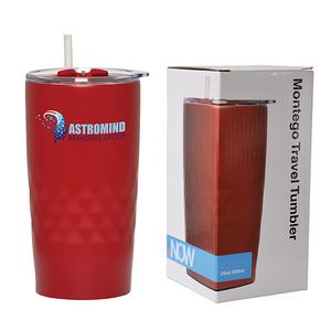 Montego 600 Ml. (20 Fl. Oz.) Double Walled Travel Tumbler With Straw