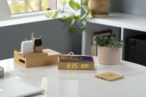 FSC® 100% Bamboo Wireless Charging Pad with Dual Outputs