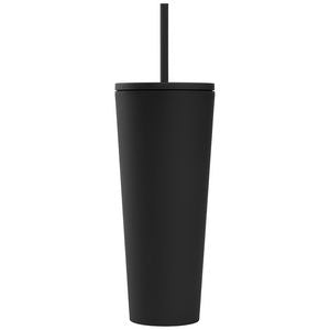 Spire - 24 oz Soft Touch Double Wall Recycled Plastic Tumbler w/ Straw