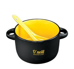 ~ Hilo 12.5oz 2tone black/yellow bowl with spoon in Black Leaf gift box