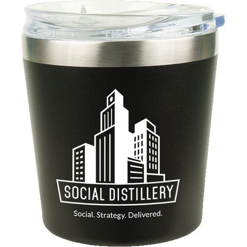 9 Oz. Stainless Steel Rocks Tumbler w/ Slide 'n Sipp Lid