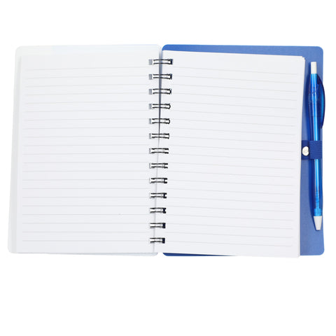 5'' x 7'' Recycled Dual Pocket Spiral Notebook w Pen