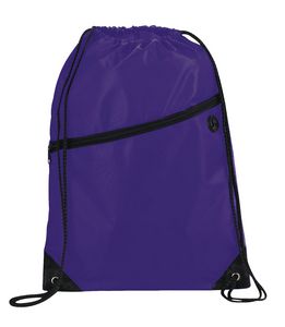Robin Drawstring Polyester Bag with Front Zipper Pocket