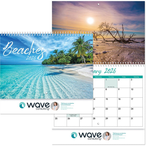 Full Colour Beaches Spiral Wall Calendar