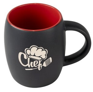 Pipa 14oz 2tone black/red mug in Ripple gift box - Etched