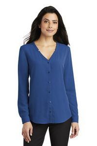 Ladies Port Authority® Long Sleeve Button-Front Blouse